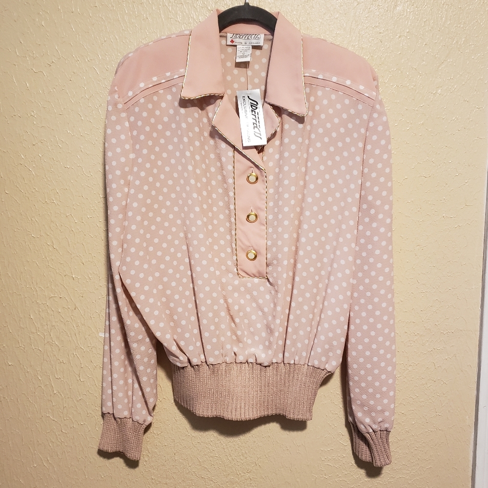 Vintage Sideffects Polka-dot‎ Blouse Size Large